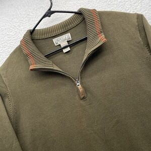Duluth Trading Sweater Mens XL Olive Green 1/4 Zip Cotton Blend Pullover Mock